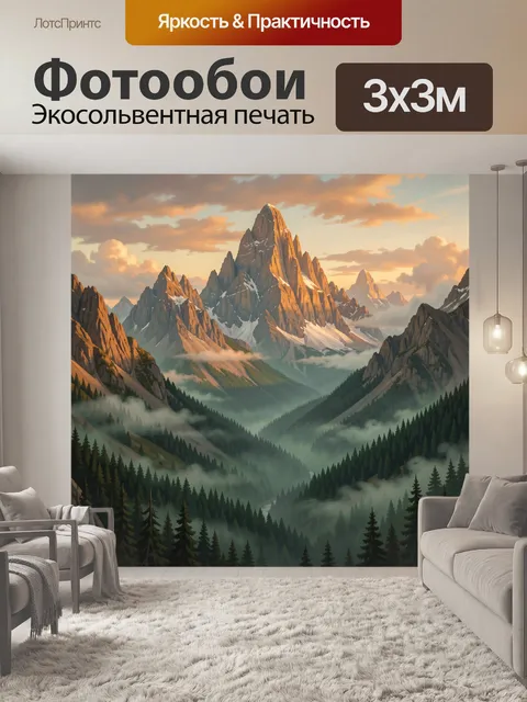 Фотообои Горный хребет в рассветном свете