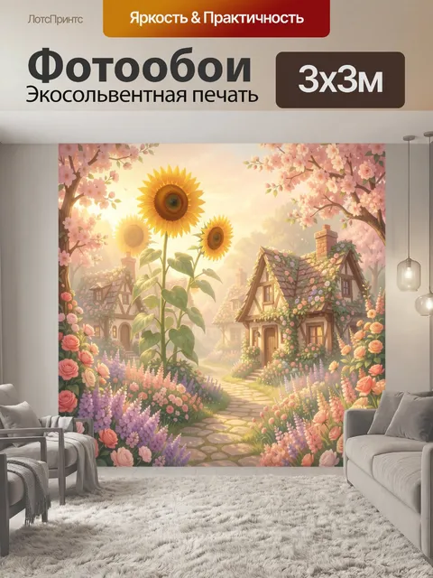 Фотообои Солнечный сад с подсолнухами