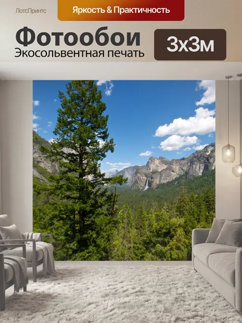Фотообои Сосна и Водопад