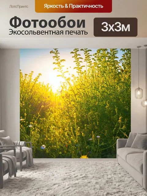 Фотообои прованс, где утренние лучи солнца пробиваются сквозь зелень и цветы