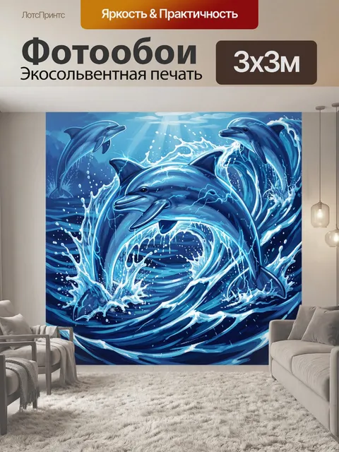 Фотообои Дельфины в лазурных волнах