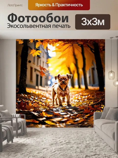 Фотообои в уютном, захолустном уголке старого города брабансон беззаботно резвится среди осенних листьев…
