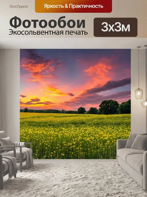 Фотообои закат в сельской местности