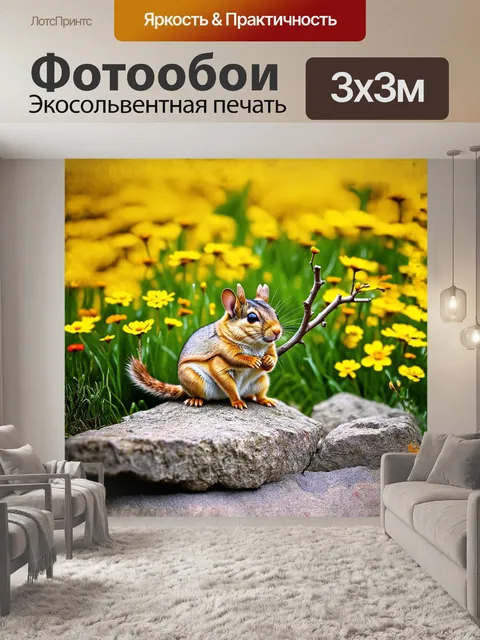 Фотообои на изображении дегу, держащийся за веточку, словно исследователь в дикой природе
