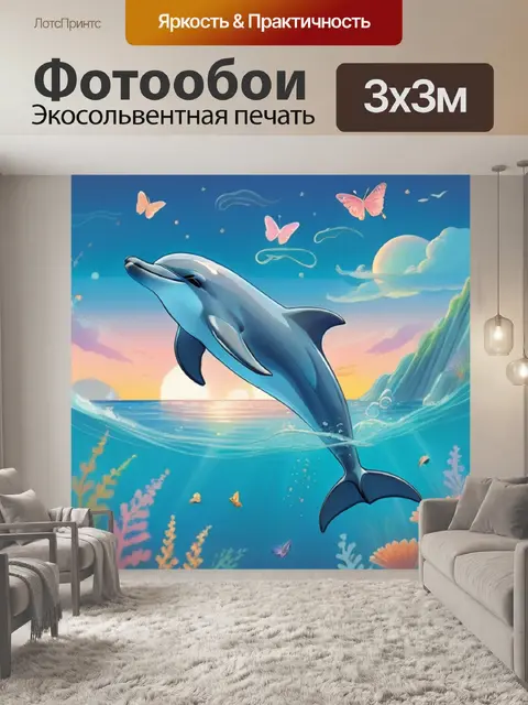 Фотообои дельфин на море