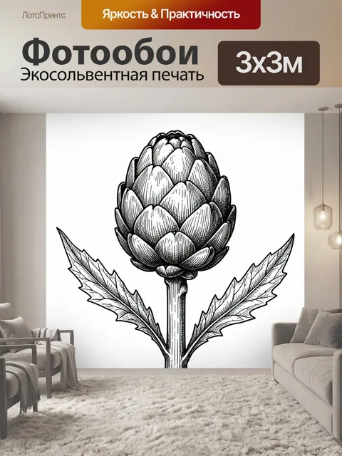 Фотообои Цветок лотоса в монохроме