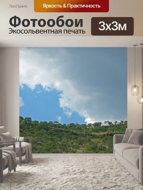 Фотообои облако над лесистыми холма