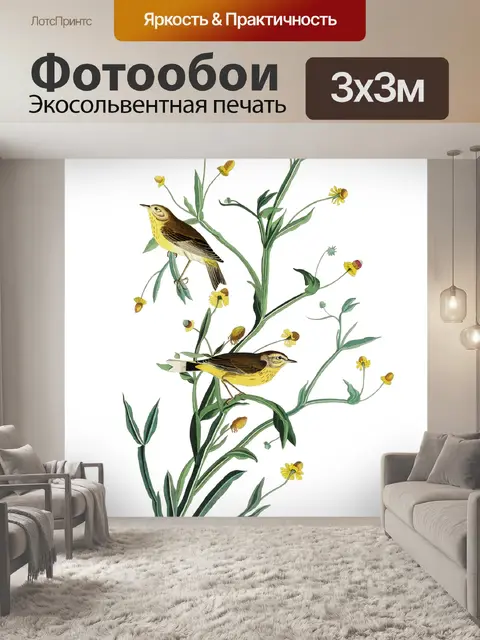 Фотообои Клипарт Bird flower vintage
