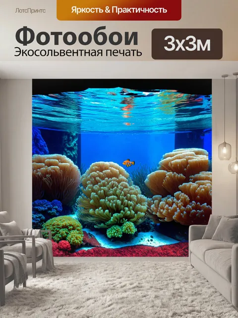 Фотообои открывая крышку аквариума, мы наблюдаем грандиозную подводную композицию