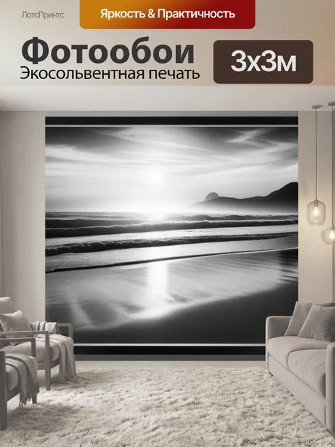 Фотообои с пляжем чернобелый