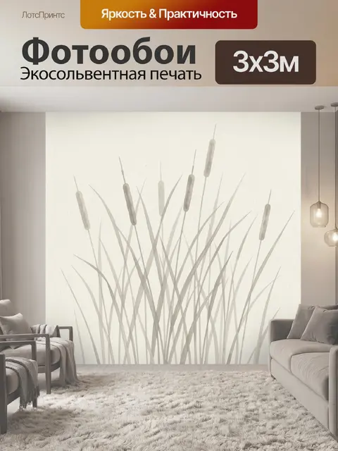 Фотообои Травяные метёлки с серыми колосками