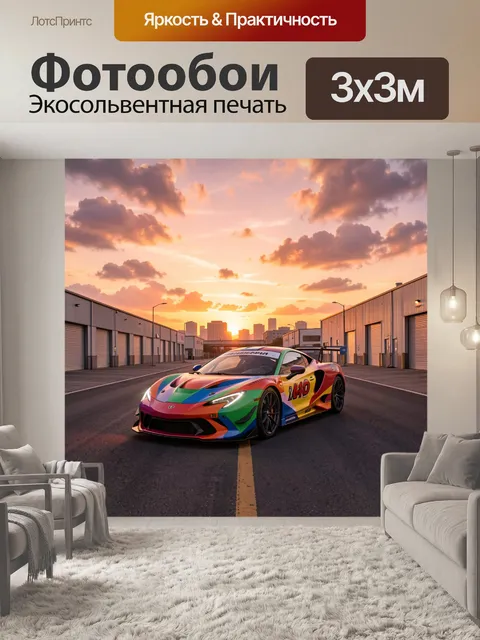 Фотообои Спортивный автомобиль на гоночной трассе