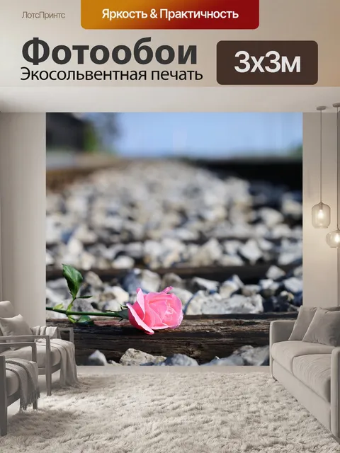 Фотообои Розовая роза на железной дороге