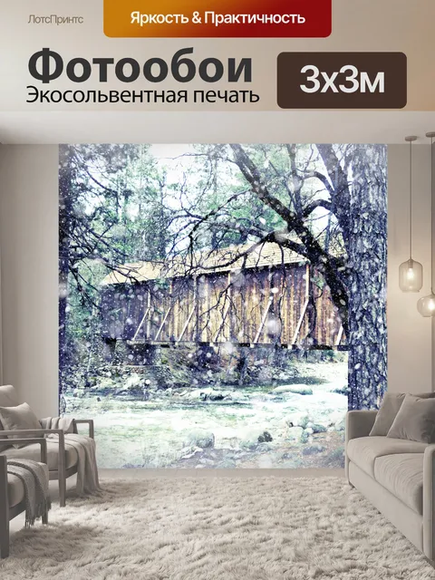 Фотообои Крытый мост зимой