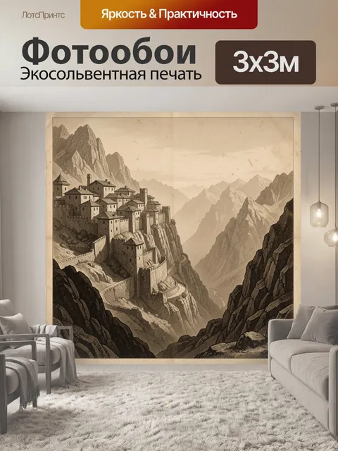 Фотообои Каменная цитадель в горах