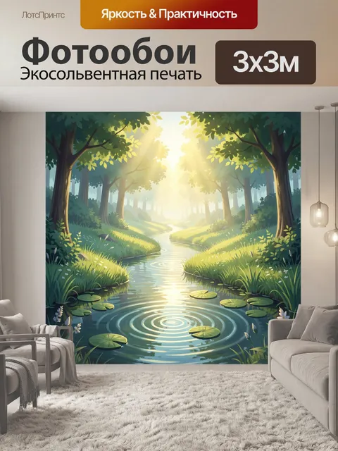 Фотообои Солнечный лесной ручей