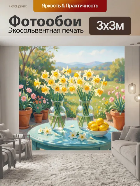 Фотообои Нарциссы и лимоны в саду