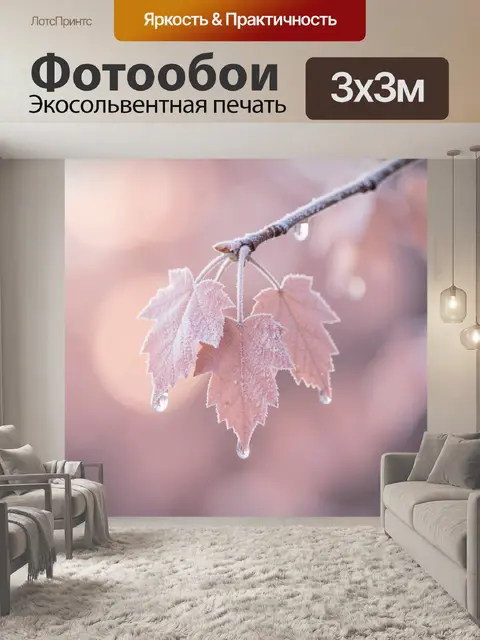 Фотообои Ледяные кленовые листья