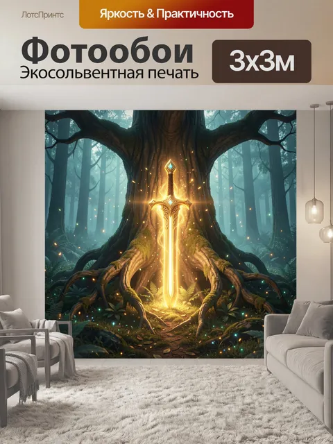 Фотообои Сияющий меч у древнего дерева