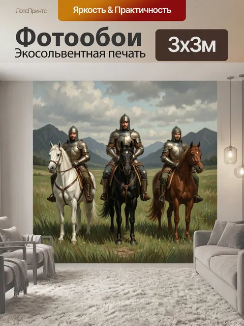 Фотообои Три рыцаря на лошадях