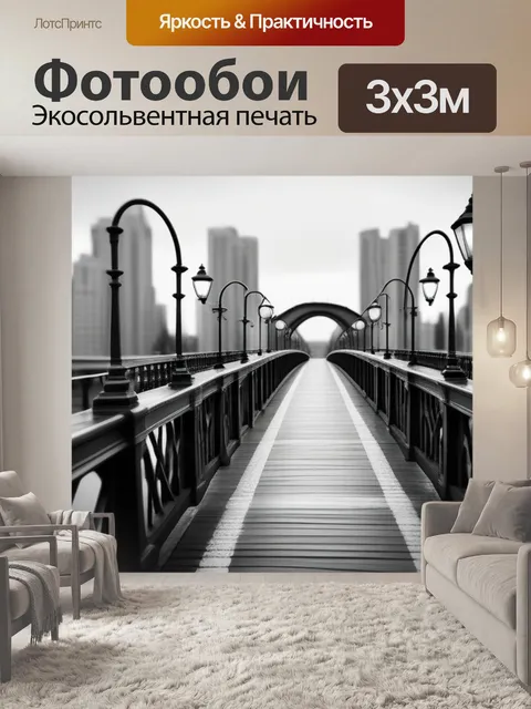 Фотообои городской пейзаж с мостами чернобелый