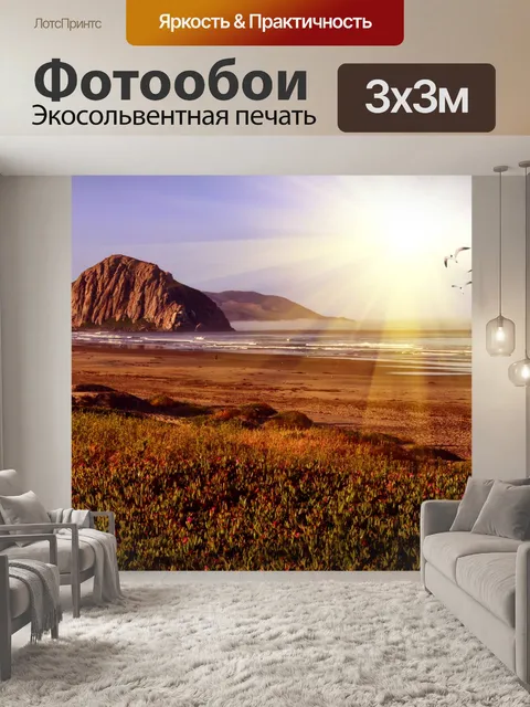 Фотообои Morro Rock Закат с чайками