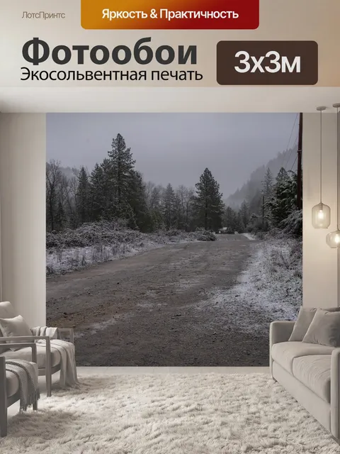 Фотообои Снег на горной дороге