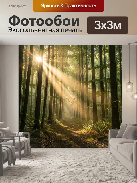 Фотообои Солнечный лесной путь
