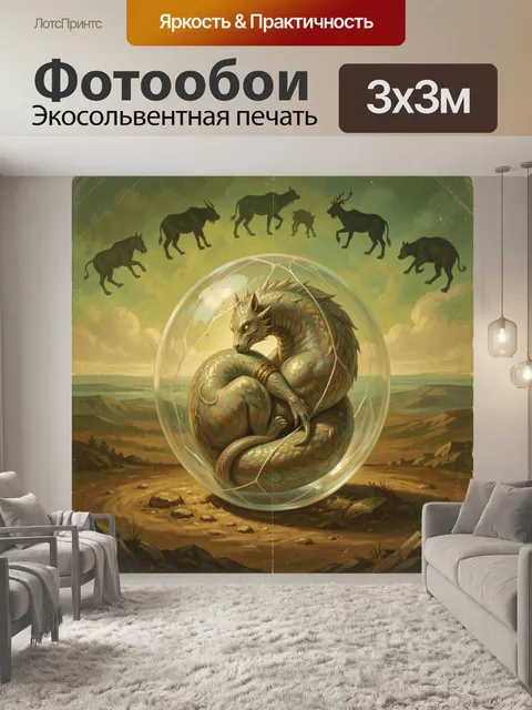 Фотообои Дракон в стеклянной сфере