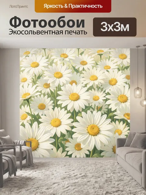 Фотообои Поляна белых ромашек