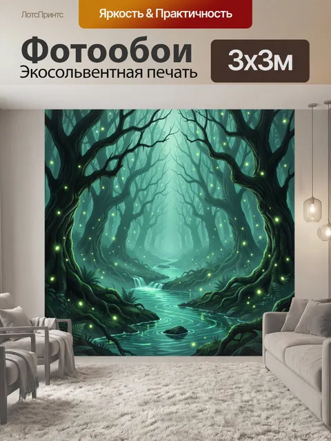Фотообои Лесной портал с светящимися огоньками
