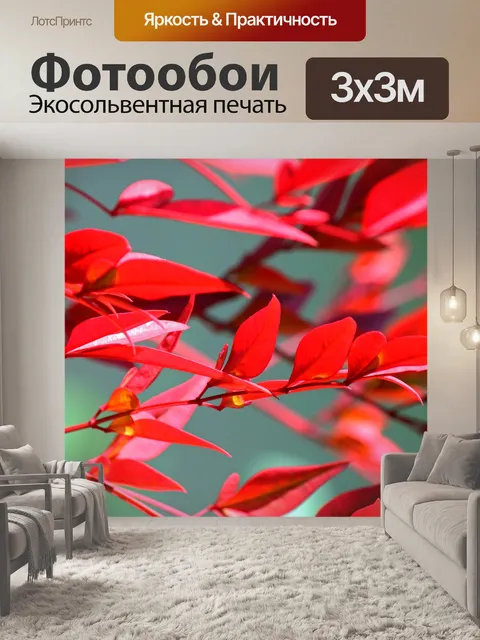 Фотообои Красные листья священного бамбука