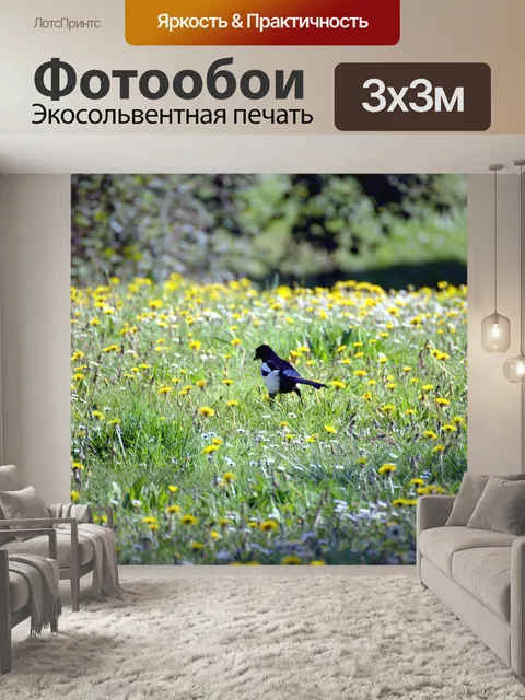 Фотообои Сорока посреди цветов