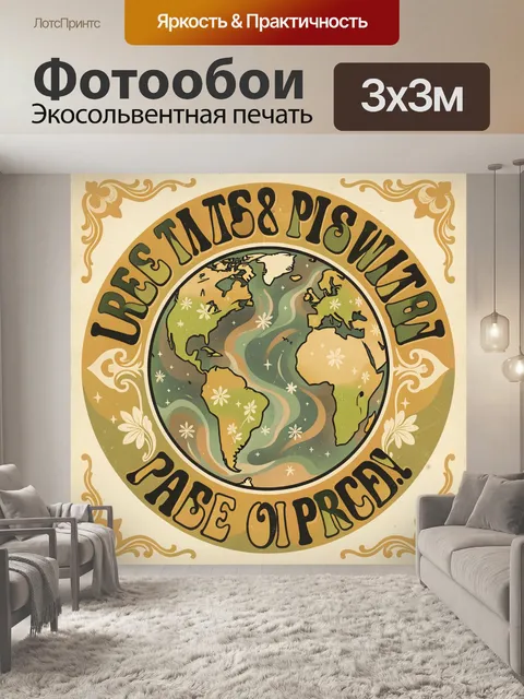 Фотообои Ретро Земля и надпись