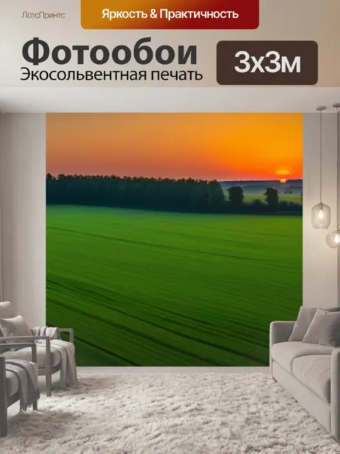 Фотообои закат над паддоком