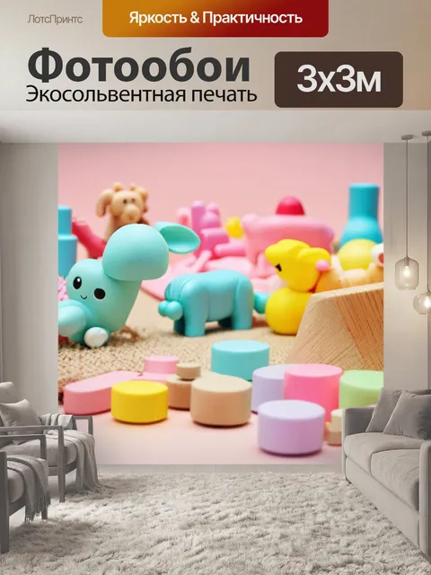 Фотообои градиент детских игрушек в пастельных тонах