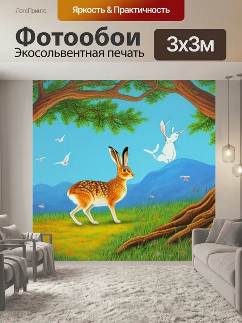 Фотообои с зайцем на дереве
