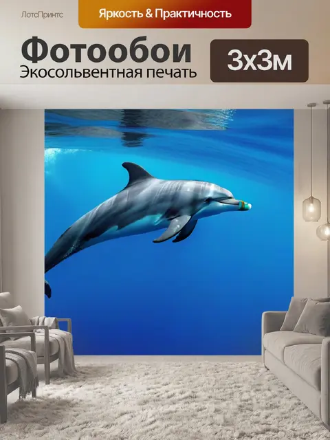 Фотообои плавание среди дельфинов