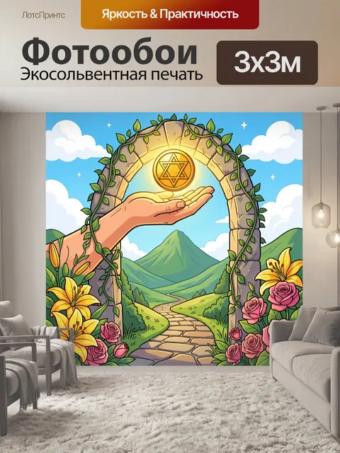 Фотообои Рука с сияющим символом и аркой