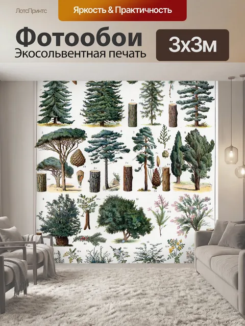Фотообои Винтажные плакатные деревья ботанические