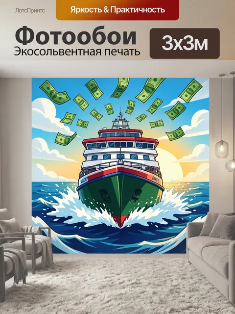 Фотообои Корабль в море с деньгами