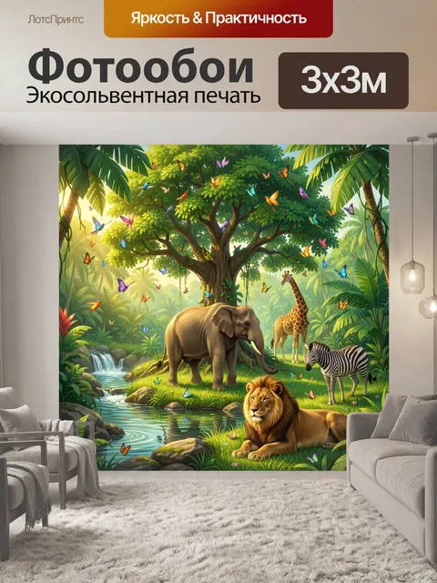 Фотообои Африканская саванна с животными