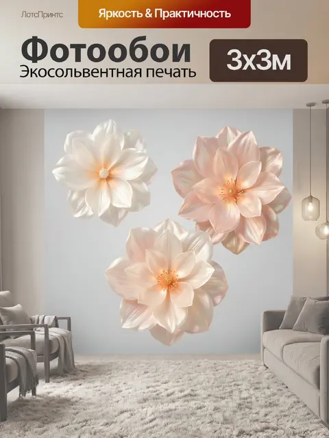 Фотообои Нежные цветы на светлом фоне