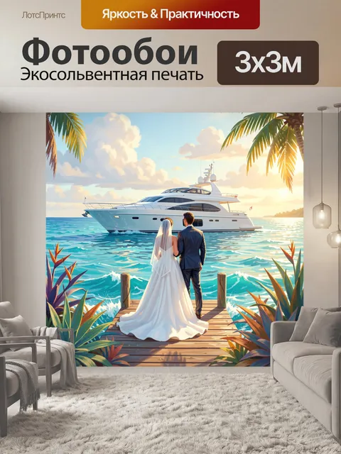 Фотообои Свадебная пара у яхты