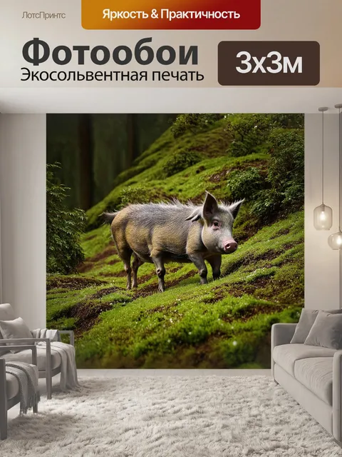 Фотообои на сырых склонах холма степная свинья пробирается сквозь густую растительность