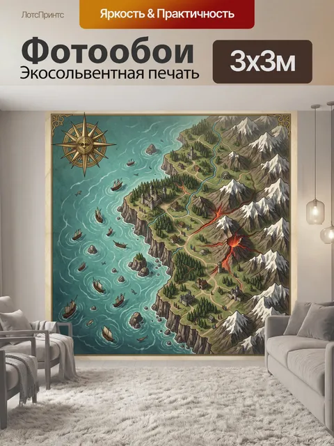 Фотообои Фэнтезийная карта морского королевства