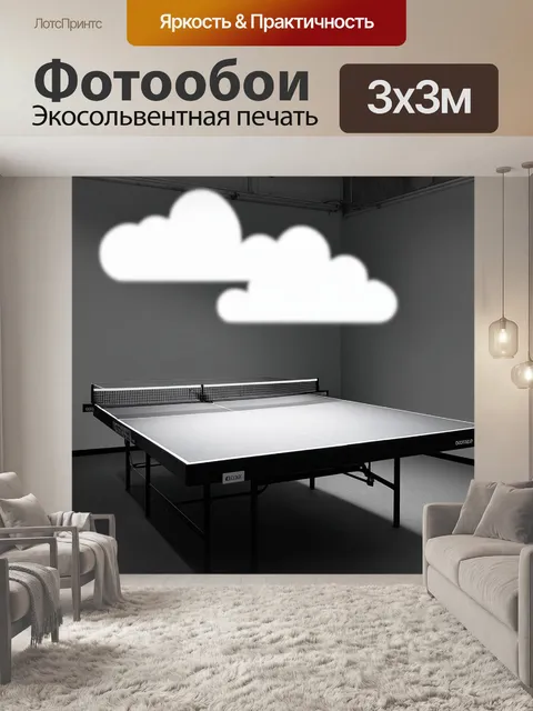 Фотообои минимализм и настольный теннис: изображение пустого стола для тенниса с одной ракеткой и воланом