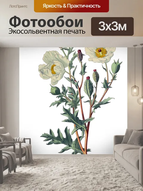 Фотообои Винтажный клипарт арт цветы