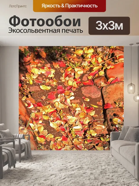 Фотообои опавшие осенние листья на гальке