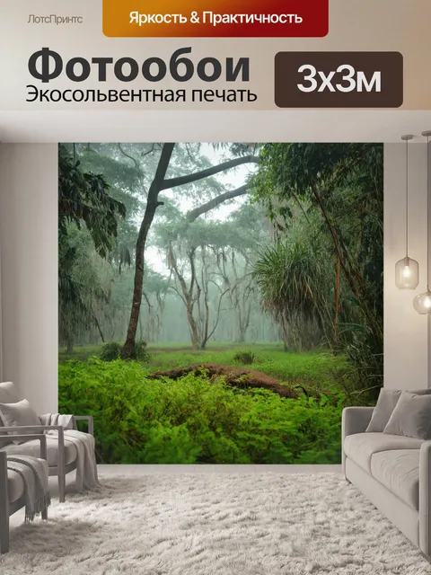Фотообои египет, волшебные джунгли, покрытые толстым слоем тумана и травами